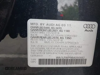 2011 Audi Q5 Premium Plus with VIN WA1LFAFP9BA090682, listed as a IAAI auction lot 42697671 with 72,425 mi miles and . Bid and sale history available at DreamBid. Image 9.