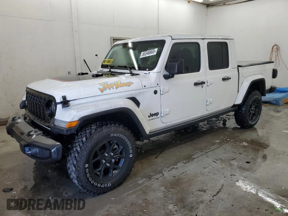 2024 Jeep Gladiator Sport S with VIN 1C6HJTAG8RL129605, listed as a Copart auction lot 50346665 with 41 mi miles and Salvage title. Bid and sale history available at DreamBid. Image 1.