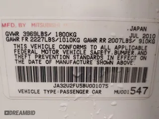 2011 Mitsubishi Lancer ES with VIN JA32U2FU5BU001075, listed as a IAAI auction lot 41458074 with 120,601 mi miles. Bid and sale history available at carsss.com. Image 9.