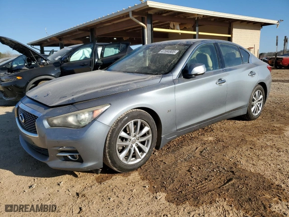 2014 Infiniti Q50 with VIN JN1BV7APXEM672133, listed as a Copart auction lot 47594905 with 201,693 mi miles and Salvage Title. Bid and sale history available at carsss.com. Image 1.