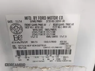 2014 Ford F-150 XL with VIN 1FTVX1EF1EKG27533, listed as a IAAI auction lot 42506684 with 78,283 mi miles and . Bid and sale history available at DreamBid. Image 9.