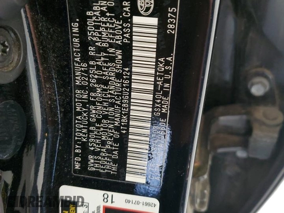 2016 Toyota Avalon Limited with VIN 4T1BK1EB9GU216124, listed as a Copart auction lot 54565495 with 192,136 mi miles and Salvage Title. Bid and sale history available at DreamBid. Image 13.
