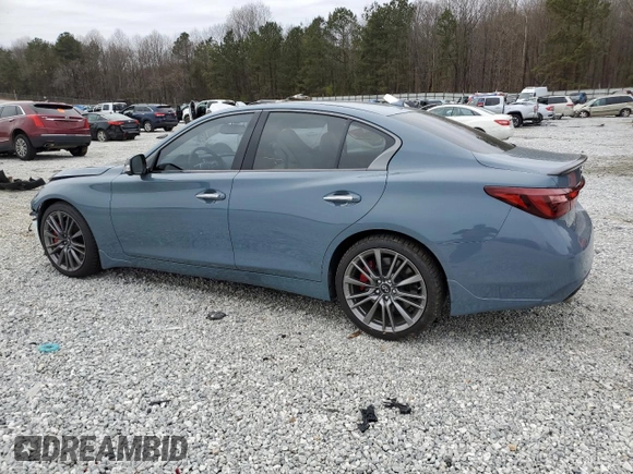 2021 Infiniti Q50 Red Sport 400 with VIN JN1FV7DPXMM850635, listed as a Copart auction lot 88910655 with 29,237 mi miles and Salvage Title. Bid and sale history available at DreamBid. Image 2.