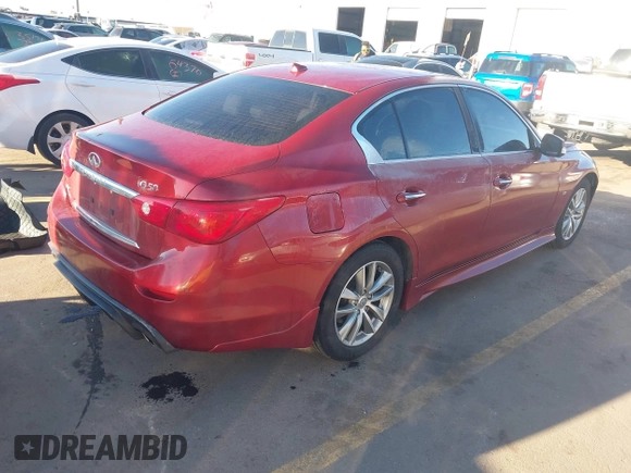 2014 Infiniti Q50 Premium with VIN JN1BV7AR1EM703805, listed as a IAAI auction lot 41657639 with 68,882 mi miles. Bid and sale history available at carsss.com. Image 4.