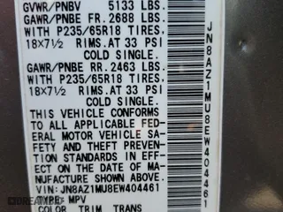2014 Nissan Murano S with VIN JN8AZ1MU8EW404461, listed as a Copart auction lot 50095915 with 168,966 mi miles and Salvage Title. Bid and sale history available at carsss.com. Image 15.