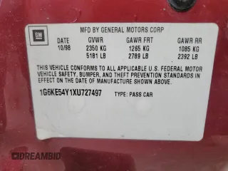1999 Cadillac DeVille DHS z VIN 1G6KE54Y1XU727497, wystawiony jako Copart lot #56031715 z przebiegiem 76 245 mil mil oraz Szkoda całkowita • Salvage title. Historia ofert i sprzedaży dostępna na DreamBid. Obrazek 12.