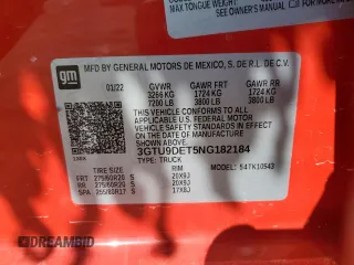 2022 GMC Sierra 1500 Limited SLT with VIN 3GTU9DET5NG182184, listed as a Copart auction lot 79754704 with 107,554 mi miles and Salvage Title. Bid and sale history available at carsss.com. Image 14.