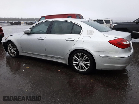 2012 Hyundai Genesis 3.8L with VIN KMHGC4DD0CU151231, listed as a Copart auction lot 80596053 with 104,595 mi miles and Salvage Title. Bid and sale history available at carsss.com. Image 2.