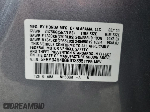 2016 Acura MDX Technology z VIN 5FRYD4H40GB013895, wystawiony jako Copart lot #60727625 z przebiegiem 190 094 mil mil oraz Szkoda całkowita • Salvage title. Historia ofert i sprzedaży dostępna na DreamBid. Obrazek 13.