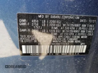 2022 Subaru Outback with VIN 4S4BTAAC5N3174761, listed as a Copart auction lot 50934815 with Not provided miles and Salvage title. Bid and sale history available at DreamBid. Image 12.