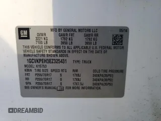 2014 Chevrolet Silverado 1500 Work Truck with VIN 1GCVKPEH3EZ325431, listed as a Copart auction lot 45658745 with 127,421 mi miles and Salvage Title. Bid and sale history available at DreamBid. Image 12.