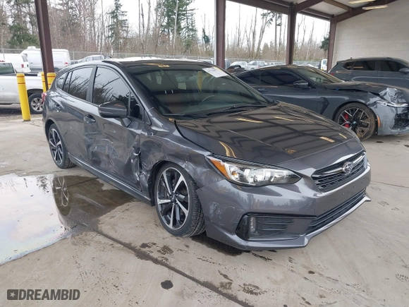 2022 Subaru Impreza Sport with VIN 4S3GTAM68N3717598, listed as a IAAI auction lot 41778477 with 36,555 mi miles. Bid and sale history available at carsss.com. Image 1.