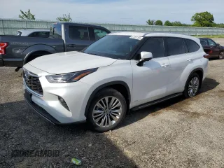 2023 Toyota Highlander Hybrid Platinum with VIN 5TDEBRCH3PS591759, listed as a Copart auction lot 57351165 with 22,482 mi miles and Salvage title. Bid and sale history available at DreamBid. Image 1.