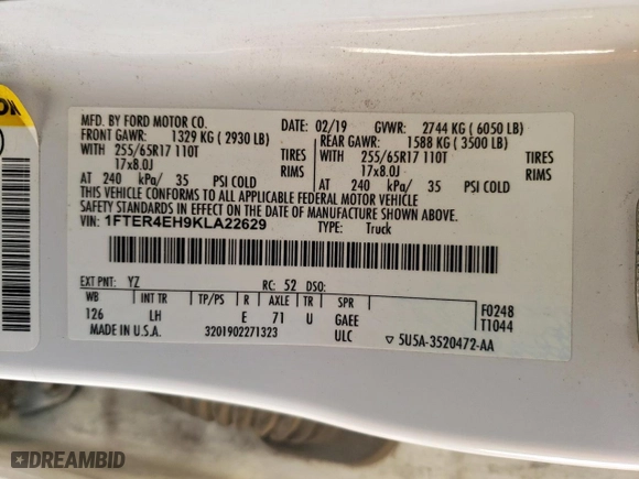 2019 Ford Ranger XL with VIN 1FTER4EH9KLA22629, listed as a Copart auction lot 53268215 with 144,469 mi miles and Salvage Title. Bid and sale history available at carsss.com. Image 13.