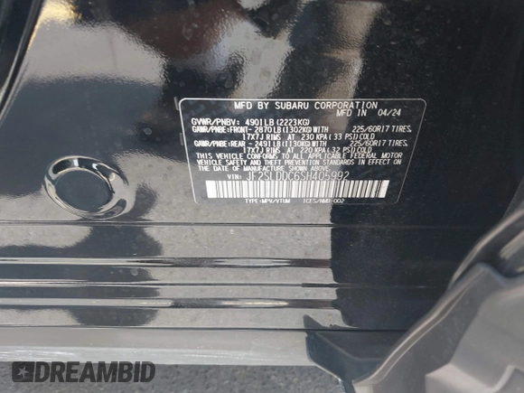 2025 Subaru Forester Premium with VIN JF2SLDDC6SH405992, listed as a IAAI auction lot 42299086 with 12,476 mi miles and . Bid and sale history available at DreamBid. Image 9.