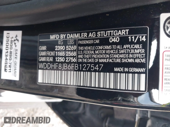 2015 Mercedes-Benz E 350 Luxury with VIN WDDHF8JB6FB127547, listed as a IAAI auction lot 41727073 with 120,432 mi miles and . Bid and sale history available at DreamBid. Image 9.