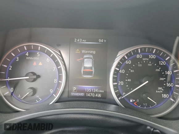 2015 Infiniti Q50 Premium with VIN JN1BV7AR5FM403492, listed as a Copart auction lot 61761195 with 135,134 mi miles and Salvage title. Bid and sale history available at DreamBid. Image 9.