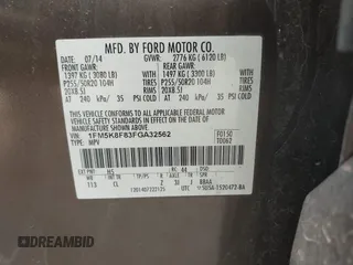 2015 Ford Explorer Limited z VIN 1FM5K8F83FGA32562, wystawiony jako IAAI lot #42223284 z przebiegiem 213 061 mil mil oraz . Historia ofert i sprzedaży dostępna na DreamBid. Obrazek 9.
