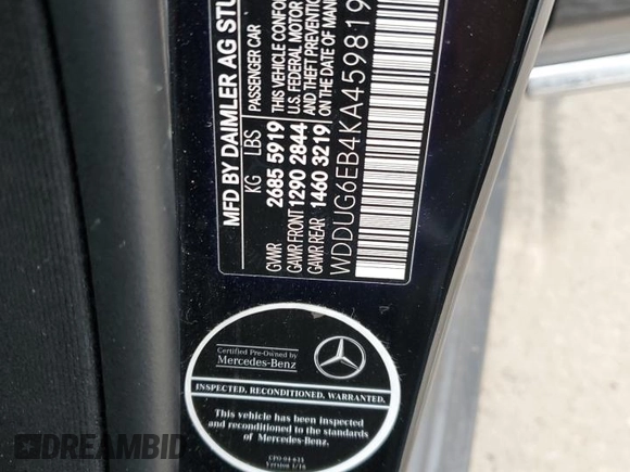 2019 Mercedes-Benz S 450 z VIN WDDUG6EB4KA459819, wystawiony jako Copart lot #55021075 z przebiegiem Nie podano mil oraz Szkoda całkowita • Salvage title. Historia ofert i sprzedaży dostępna na DreamBid. Obrazek 13.