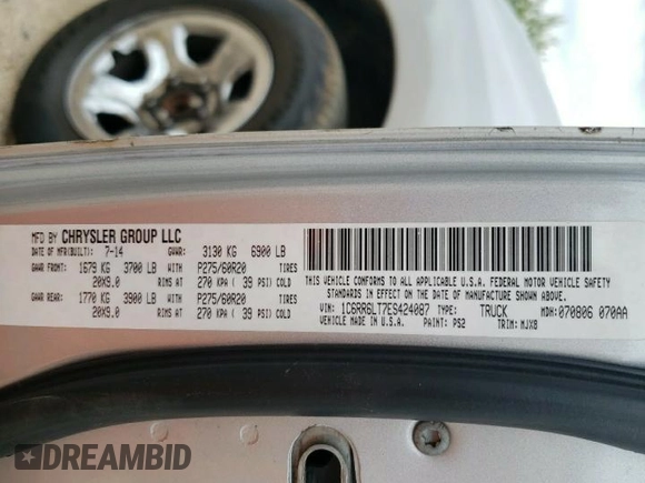 2014 Ram 1500 Big Horn with VIN 1C6RR6LT7ES424087, listed as a Copart auction lot 52961005 with 182,167 mi miles and Clean title. Bid and sale history available at DreamBid. Image 12.