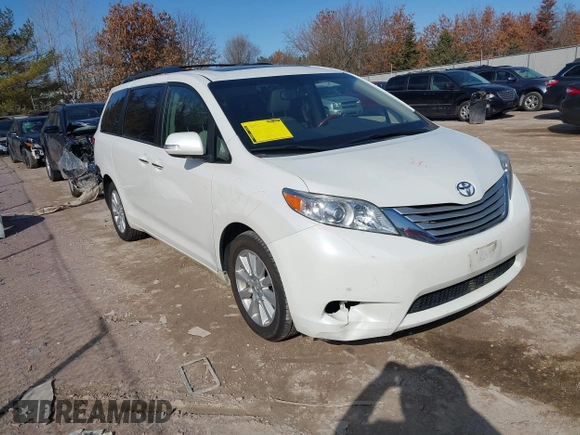 2014 Toyota Sienna Ltd with VIN 5TDDK3DC0ES090160, listed as a IAAI auction lot 41763998 with 160,508 mi miles. Bid and sale history available at carsss.com. Image 1.