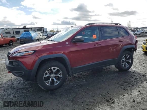 2015 Jeep Cherokee Trailhawk with VIN 1C4PJMBS9FW544133, listed as a Copart auction lot 51000485 with 96,146 mi miles and Salvage Title. Bid and sale history available at carsss.com. Image 1.
