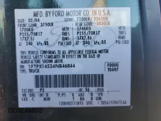 2004 Ford F-150 XLT with VIN 1FTPX14534NB46844, listed as a Copart auction lot 42981865 with 0 mi miles and Salvage Title. Bid and sale history available at carsss.com. Image 12.