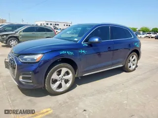 2021 Audi Q5 Premium Plus with VIN WA1BAAFY0M2055853, listed as a Copart auction lot 52645005 with 43,216 mi miles and Salvage Title. Bid and sale history available at carsss.com. Image 1.