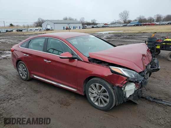 2015 Hyundai Sonata Sport with VIN 5NPE34AF8FH243834, listed as a Copart auction lot 48398125 with 108,535 mi miles and Salvage title. Bid and sale history available at DreamBid. Image 4.
