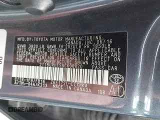 2016 Toyota Corolla L with VIN 2T1BURHE5GC698820, listed as a IAAI auction lot 42166585 with 138,975 mi miles and . Bid and sale history available at DreamBid. Image 9.