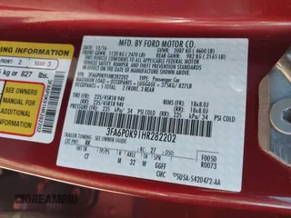 2017 Ford Fusion Titanium with VIN 3FA6P0K91HR282202, listed as a IAAI auction lot 41902812 with 110,920 mi miles. Bid and sale history available at carsss.com. Image 9.