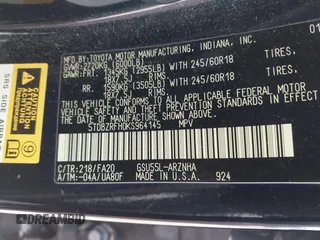 2019 Toyota Highlander LE with VIN 5TDBZRFH0KS964145, listed as a IAAI auction lot 41390943 with 127,163 mi miles and . Bid and sale history available at DreamBid. Image 9.