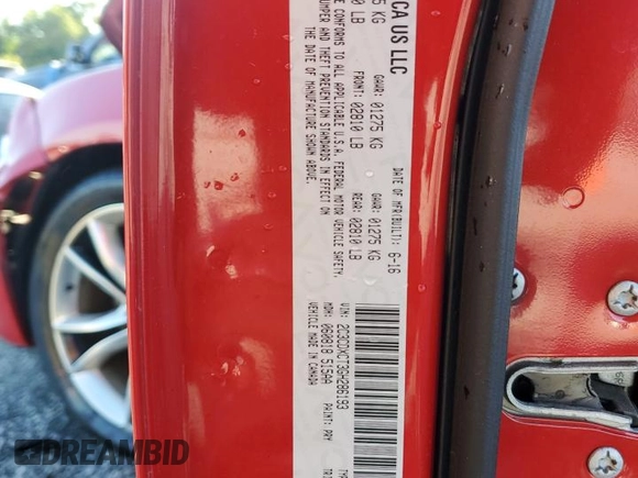 2016 Dodge Charger R/T with VIN 2C3CDXCT3GH286193, listed as a Copart auction lot 58013205 with 114,636 mi miles and Salvage title. Bid and sale history available at DreamBid. Image 12.