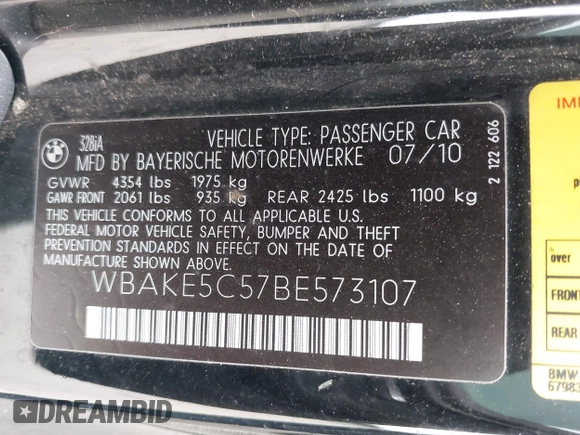 2011 BMW 3 Series 328i z VIN WBAKE5C57BE573107, wystawiony jako IAAI lot #42493695 z przebiegiem 103 608 mil mil oraz . Historia ofert i sprzedaży dostępna na DreamBid. Obrazek 9.