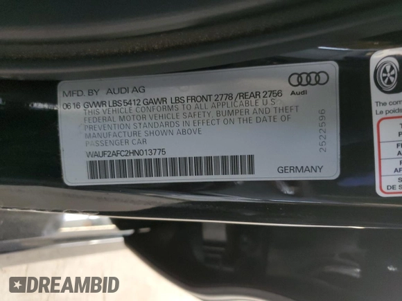 2017 Audi A6 Premium Plus z VIN WAUF2AFC2HN013775, wystawiony jako Copart lot #87907115 z przebiegiem 114 124 mil mil oraz Szkody całkowita. Historia ofert i sprzedaży dostępna na DreamBid. Obrazek 14.