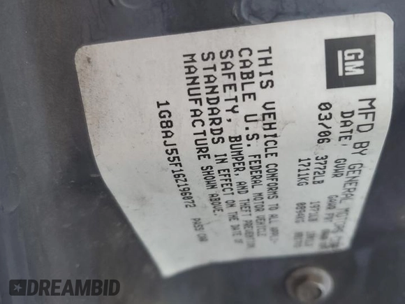 2006 Saturn ION with VIN 1G8AJ55F16Z196072, listed as a Copart auction lot 41885155 with 217,741 mi miles and Salvage Title. Bid and sale history available at DreamBid. Image 12.
