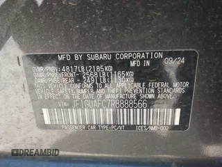 2024 Subaru Impreza Special Sports z VIN JF1GUAFC7R8888566, wystawiony jako IAAI lot #41989451 z przebiegiem 5 907 mil mil oraz . Historia ofert i sprzedaży dostępna na DreamBid. Obrazek 9.