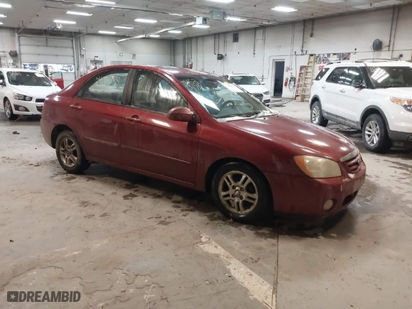 2004 Kia Spectra LX with VIN KNAFE122445012366, listed as a IAAI auction lot 41530178 with 120,115 mi miles. Bid and sale history available at carsss.com. Image 1.