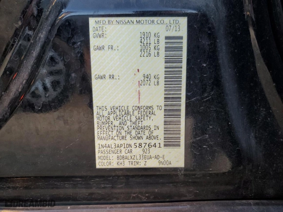 2013 Nissan Altima 2.5 SL with VIN 1N4AL3AP1DN587641, listed as a Copart auction lot 87449214 with 152,992 mi miles and Clean Title. Bid and sale history available at carsss.com. Image 12.