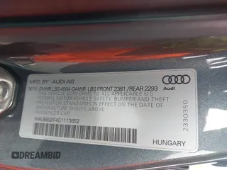2016 Audi A3 Premium with VIN WAUB8GFF4G1113652, listed as a IAAI auction lot 42209525 with 153,337 mi miles and . Bid and sale history available at DreamBid. Image 9.