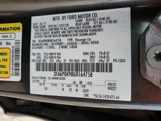 2016 Ford Fusion Titanium with VIN 3FA6P0K98GR164758, listed as a Copart auction lot 55609595 with 153,779 mi miles and Clean title. Bid and sale history available at DreamBid. Image 12.
