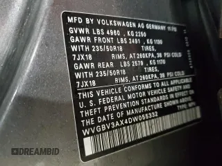 2013 Volkswagen Tiguan SE z VIN WVGBV3AX4DW055332, wystawiony jako Copart lot #42297805 z przebiegiem 109 606 mil mil oraz Szkoda całkowita • Salvage title. Historia ofert i sprzedaży dostępna na DreamBid. Obrazek 13.