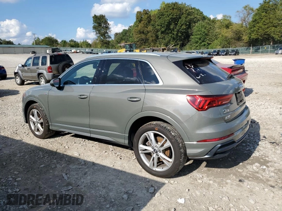 2020 Audi Q3 S line Premium with VIN WA1DECF38L1044231, listed as a Copart auction lot 74263564 with 28,011 mi miles and Clean Title. Bid and sale history available at carsss.com. Image 2.
