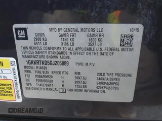 2016 GMC Acadia Denali with VIN 1GKKRTKD5GJ206889, listed as a IAAI auction lot 41258372 with 113,223 mi miles. Bid and sale history available at carsss.com. Image 9.