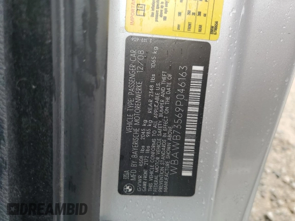 2009 BMW 3 Series 335i с VIN WBAWB73569P046163, выставлен на аукционе Copart как лот 64288045 с пробегом 65 382 миль миль и Списание • Salvage title. История ставок и продаж доступна на DreamBid. Изображение 12.