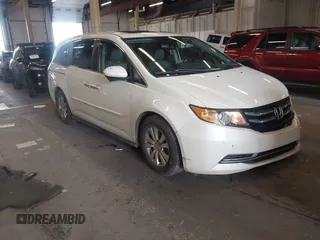 2014 Honda Odyssey EX-L with VIN 5FNRL5H60EB030841, listed as a IAAI auction lot 42271401 with 107,343 mi miles and . Bid and sale history available at DreamBid. Image 1.