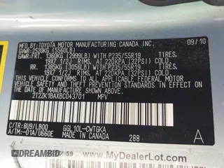 2011 Lexus RX 350 with VIN 2T2ZK1BAXBC043701, listed as a IAAI auction lot 41707306 with 205,956 mi miles and . Bid and sale history available at DreamBid. Image 9.