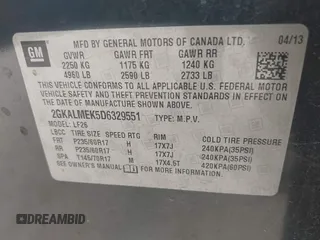 2013 GMC Terrain SLE with VIN 2GKALMEK5D6329551, listed as a IAAI auction lot 42406472 with 110,385 mi miles and . Bid and sale history available at DreamBid. Image 9.