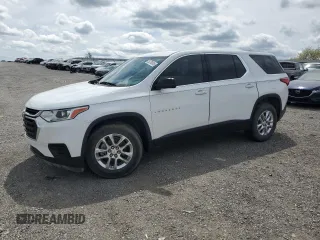 2018 Chevrolet Traverse LS z VIN 1GNERFKW9JJ133939, wystawiony jako Copart lot #53783045 z przebiegiem 148 233 mil mil oraz Szkoda całkowita • Salvage title. Historia ofert i sprzedaży dostępna na DreamBid. Obrazek 1.