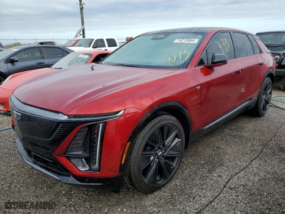 2024 Cadillac LYRIQ Sport with VIN 1GYKPWRK3RZ138114, listed as a Copart auction lot 74213684 with 433 mi miles and Non Repairable. Bid and sale history available at carsss.com. Image 1.